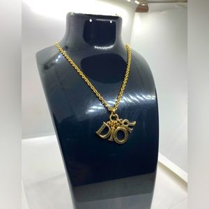 Christian Dior Gold “ DIOR “ charm necklace